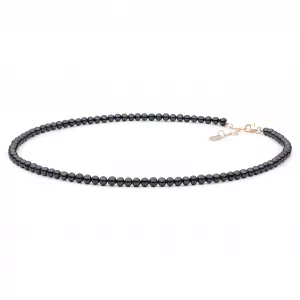 Gaura Pearls Perlenkette - schwarz, rund, 40 cm, 585 Roségold plattiert